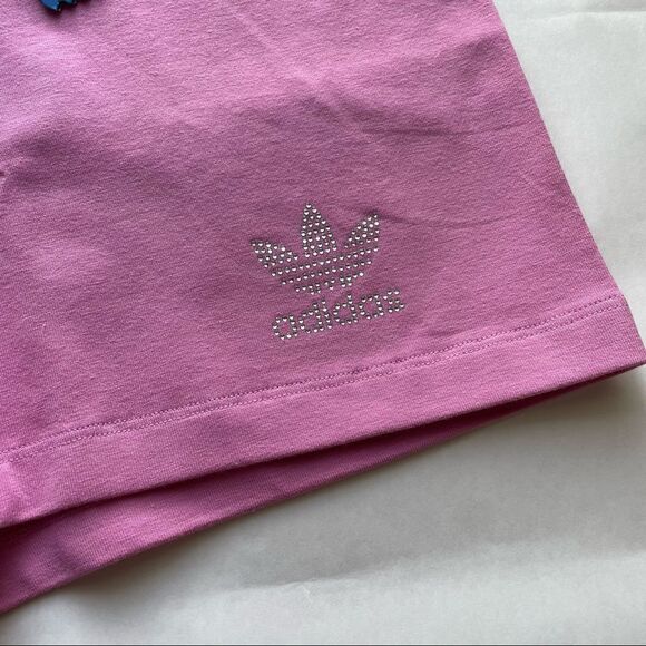 ⭕️ ADIDAS Women’s Shorts Activewear Sport Crystals Logo Pink Small - Picture 4 of 9